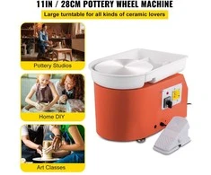 Žiedimo staklės 28 cm, 350W, reguliuojamas greitis, keramikos formavimo mašina, skulptūros įrankiai, prijuostė, nuimamas dubuo, pedalas, meno dirbiniams, namų DIY, molinėms dirbtuvėms