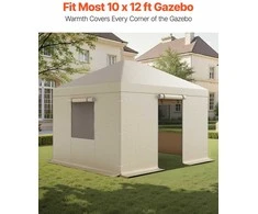 Žieminis pavėsinės uždangalas 3.07 x 3.67 m kietojo stogo pavėsinei, atsparus vandeniui ir oro sąlygoms, su šoninėmis sienelėmis, tvirta PE pastogė