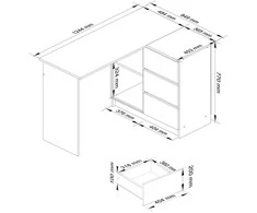 AKORD Kampo Kampas 3 stalčiai dešinėje balti 124x85x77