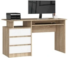 AKORD Rašiklis stalas 3 stalčiai Dąb Sonoma/baltas 135x60x77