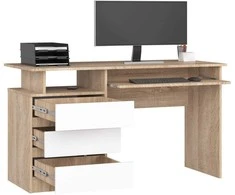 AKORD Rašiklis stalas 3 stalčiai Dąb Sonoma/baltas 135x60x77