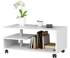 AKORD Kavos staliukas Vini ant ratukų balta 90x51x40