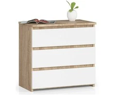 AKORD Komoda 3 stalčių ąžuolo Sonoma/baltas 60x35x57