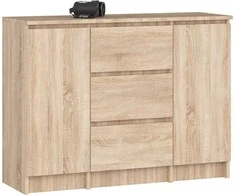 AKORD Komoda 2 durys 3 stalčiai ąžuolas Sonoma 101x35x76