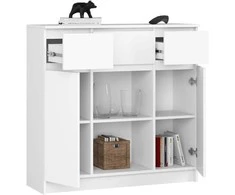 AKORD Komoda 2 Durys 3 Ištraukiamos Lentynos 1 Mažos Durys Balta 101x35x98
