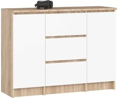 AKORD Komoda 2 durys 3 stalčiai ąžuolas Sonoma/baltas 101x35x76