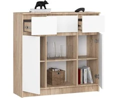 AKORD Komoda 2 durys 3 stalčiai 1 mažos durys Dąb Sonoma/baltas 101x35x98