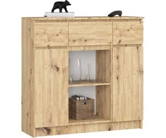 AKORD Komoda 2 durys 3 stalčiai 1 maža durys ąžuolas amatininkas 101x35x98