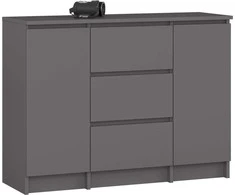 AKORD Komoda 2 Durys 3 stalčiai Pilka Grafītas 101x35x76