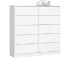 AKORD Kredens 10 stalčių Balta 120x40x121