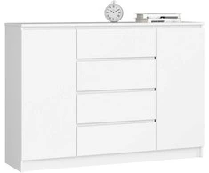 AKORD Komoda 2 Durys 4 Ištraukiamos Lentynos Balta 138x40x99