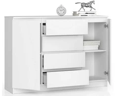 AKORD Komoda 2 Durys 4 Ištraukiamos Lentynos Balta 138x40x99