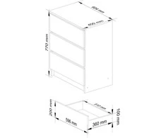 AKORD Bufetas su trimis stalčiais Dąb Sonoma 60x40x77