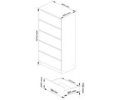 AKORD Kredens 5 stalčių Balta 60x40x121