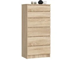 AKORD Komoda 6 stalčių ąžuolo Sonoma 60x40x130