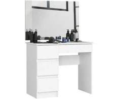 AKORD Konsolė su veidrodžiu kairėje pusėje balta 90x50x142