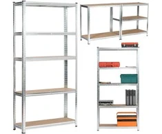 AKORD Metalinė lentyna su 10 lentynų Sidabrinė 90x30x180