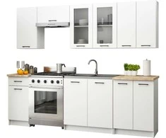 AKORD OLIWIA virtuvinių spintelių komplektas su vitrina 2, 4 m H720