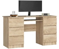 AKORD Raštas stalas 6 stalčiai Dąb Sonoma 135x50x77
