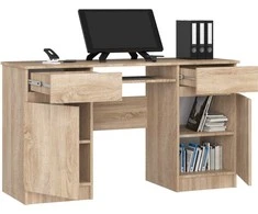 AKORD Raštas stalas 2 durys 2 stalčiai Dąb Sonoma 135x50x77