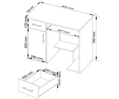 AKORD Darbastalis Pin 1 stalčius 1 spintelė kairė Baltas 90x50x74