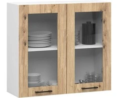 AKORD Spinta Vitrina Oliwia Balta/ąžuolas Meistras 30x80x72