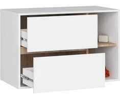 AKORD VAMI W90 praustuvo spintelė (2 stalčiai, 2 durys), balta (Sonoma ąžuolas)