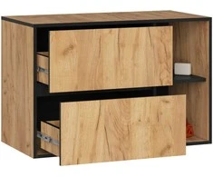 AKORD VAMI W90 praustuvo spintelė (2 stalčiai, 2 durys), Craft ąžuolas, juoda
