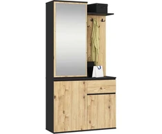 AKORD Įėjimo rinkinys Entro juodo / ąžuolo spalvos menininkas 95x35x183