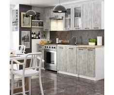 AKORD Virtuvinių spintelių komplektas su vitrina OLIWIA 2.4m H720 baltas betonas