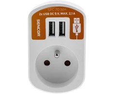 Kištukinis lizdas su 2x USB Sencor SPC70WH