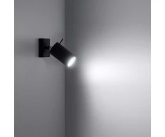 Sollux Lighting Sieninis šviestuvas RING juodas jungiklis