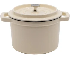 Emaliuotas ketaus mini puodas, baltas, 0,65 l.