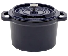 Emaliuotas ketaus mini puodas, mėlynas, 0,65 l.
