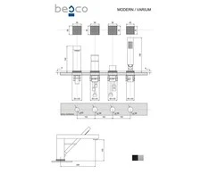 4 dalių vonios maišytuvas Besco Modern / Varium, Juodas matt