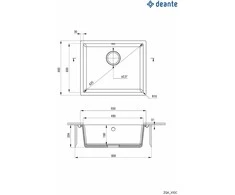 Deante granitinė virtuvinė plautuvė Deante Corda, ZQA_S10C, Metallic pilkas