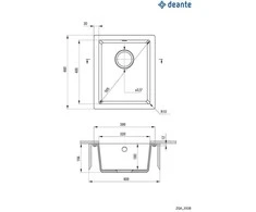 Deante granitinė virtuvinė plautuvė Deante Corda, ZQA_S10B, Metallic pilkas