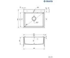 Deante granitinė virtuvinė plautuvė Deante Andante, ZQN_G103, Metallic graphite