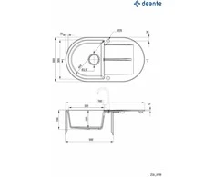 Deante granitinė virtuvinė plautuvė Deante Piva ZQI 211B, Graphite