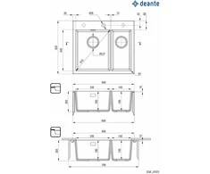 Deante granitinė virtuvinė plautuvė Deante Eridan, ZQE_T503, Anthracite