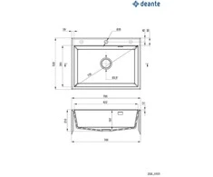 Deante granitinė virtuvinė plautuvė Deante Eridan, ZQE_G103, Metallic graphite
