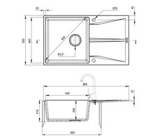 Deante granitinė virtuvinė plautuvė Deante Corio ZRC_S11A, Metallic pilkas