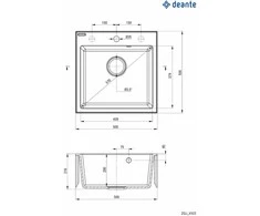 Deante granitinė virtuvinė plautuvė Deante Evora, ZQJ_S103, Metallic pilkas