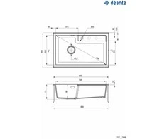 Deante granitinė virtuvinė plautuvė Deante Eridan, ZQE_T10B, Anthracite