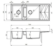 Deante granitinė virtuvinė plautuvė su magnetais Deante Magnetic ZRM_T213, Anthracite metallic