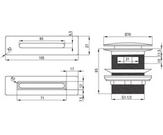 Deante klik-klak vonios dangtelis su persipylimo apdaila, KYY_F10B, Brushed steel