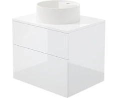 Deante Prizma spintelė su granitiniu praustuvu, 60x52x47 cm + 36 cm, Baltas gloss + Alabaster (SD6B6SAU4B)