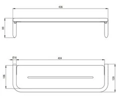 Deante Silia sieninė vonios lentyna ADI_F511, Brushed steel