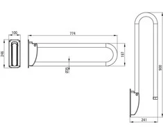 Deante Vital sulankstoma vonios kambario rankena, 76 cm, NIV_041D, Steel