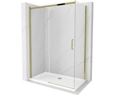 Dušo kabina Mexen Omega su padėklu ir sifonu, Gold+Baltas/Gold, 140 x 80 cm